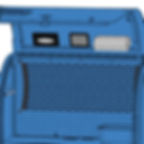 Intérieur boîte aux lettres bleue, filet, compartiments