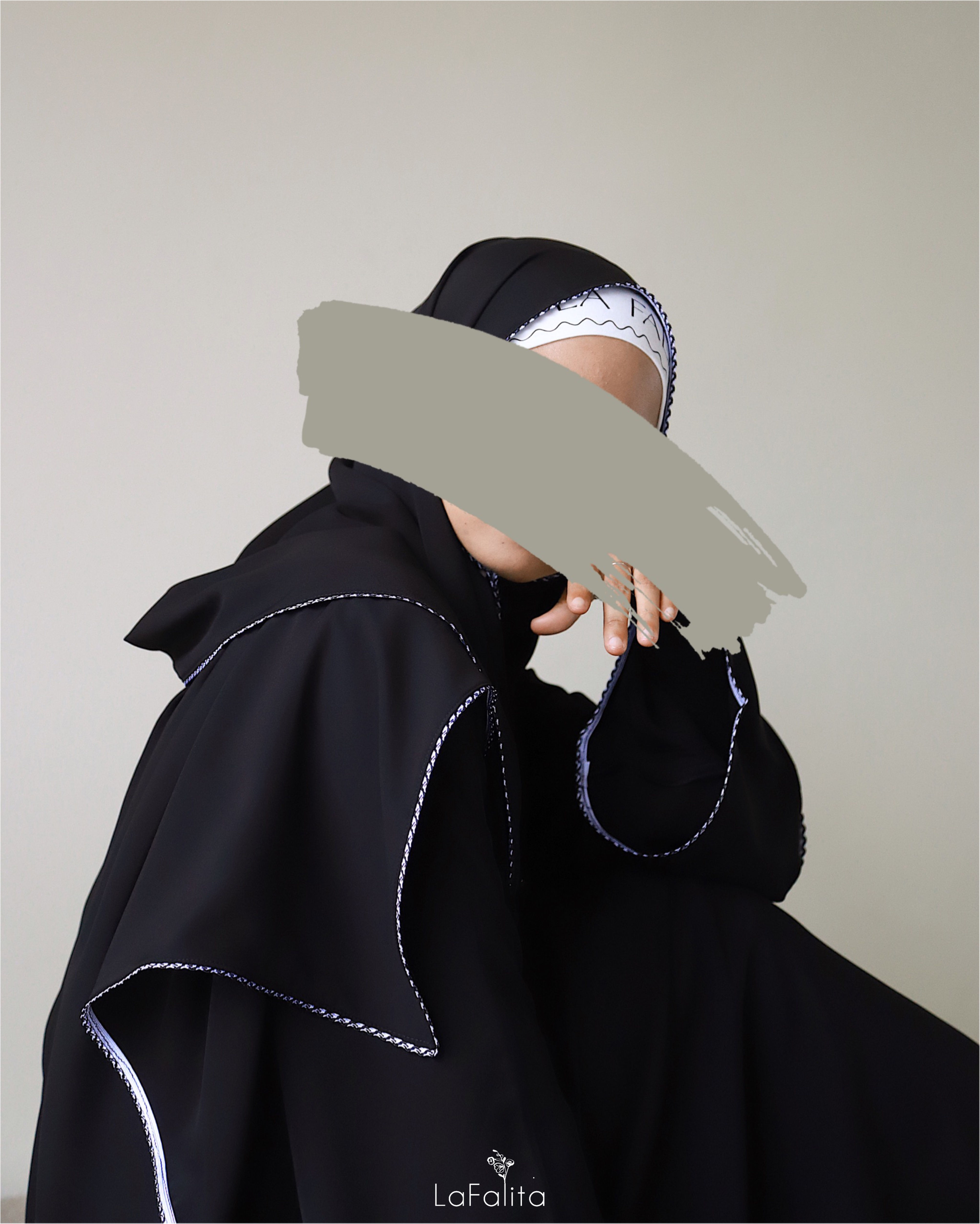 (PRE-ORDER) Dusk till Dawn SHAWL HIJAB - Black (b&w)