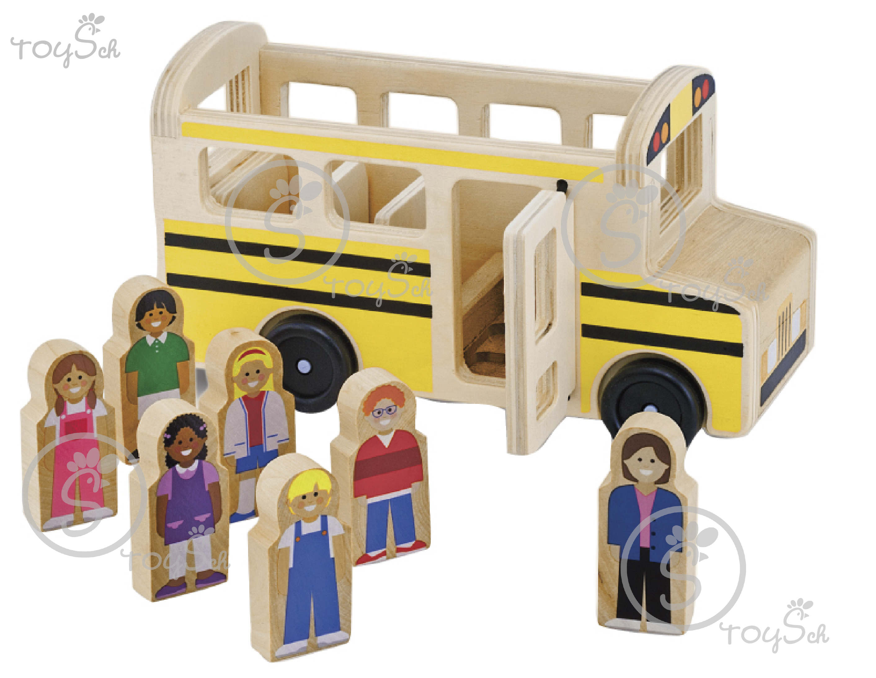 Wooden School Bus Set