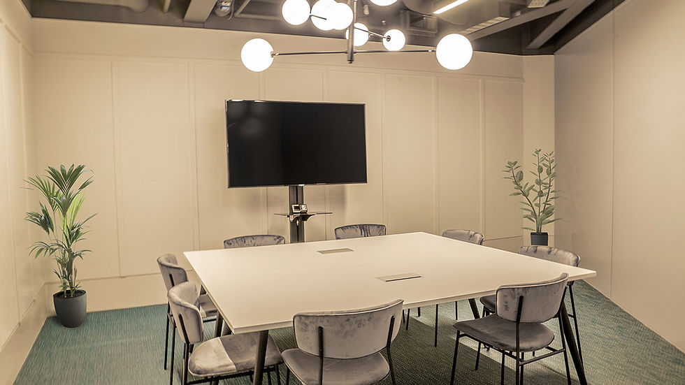Modern meeting room equipped for productive team discussions and client meetings.
