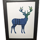 Real tartan stag picture framed