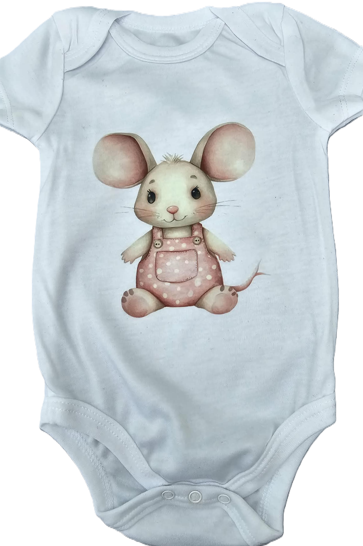 White baby vest with cute mouse woodland animal