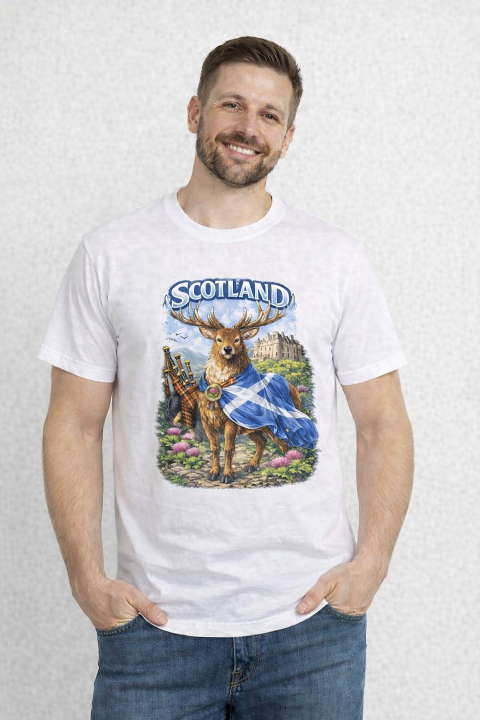Scotland stag in flag t-short