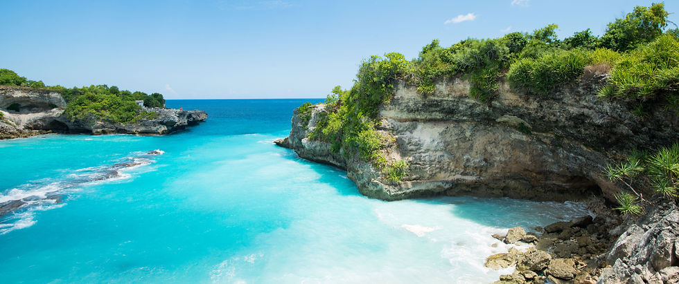 costa rocciosa baia con mare azzurro