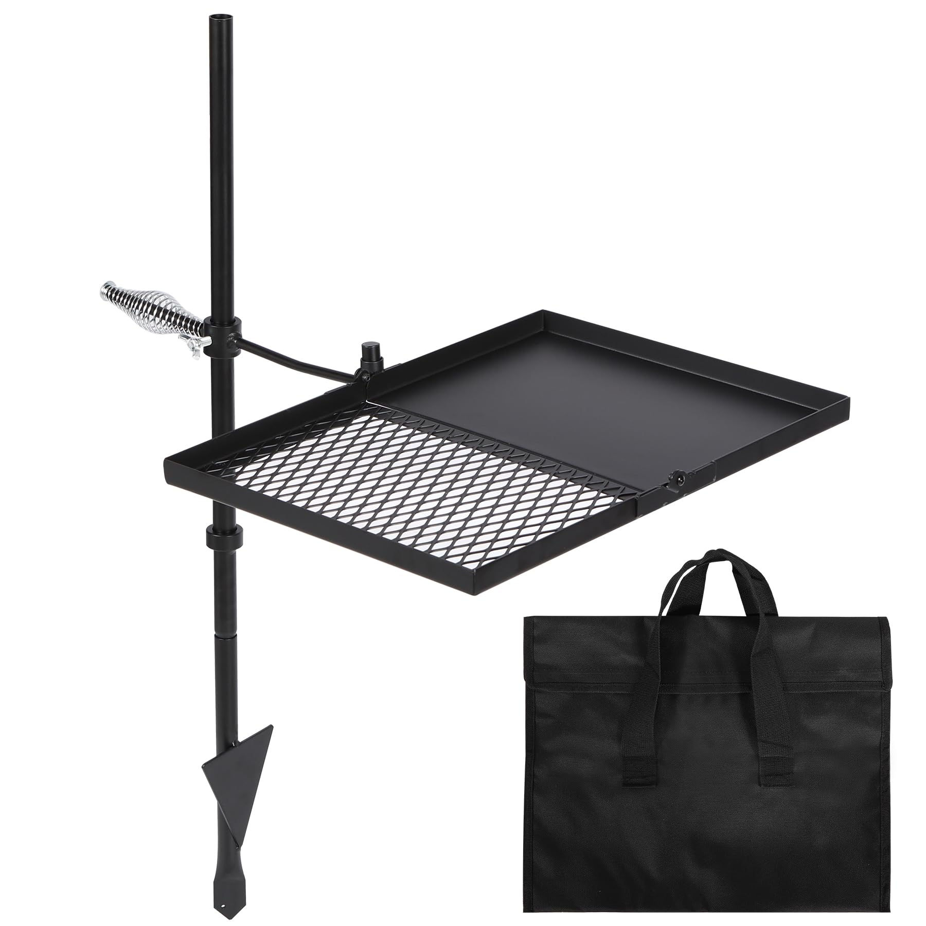 REDCAMP Folding Swivel Campfire Grill Portable Fire Pit Grill Grate Over Fire Pi