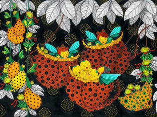 Nepenthe – A Quiet Night, 2018, oil and acrylic marker on canvas by Indonesian artist Nanna Tamara