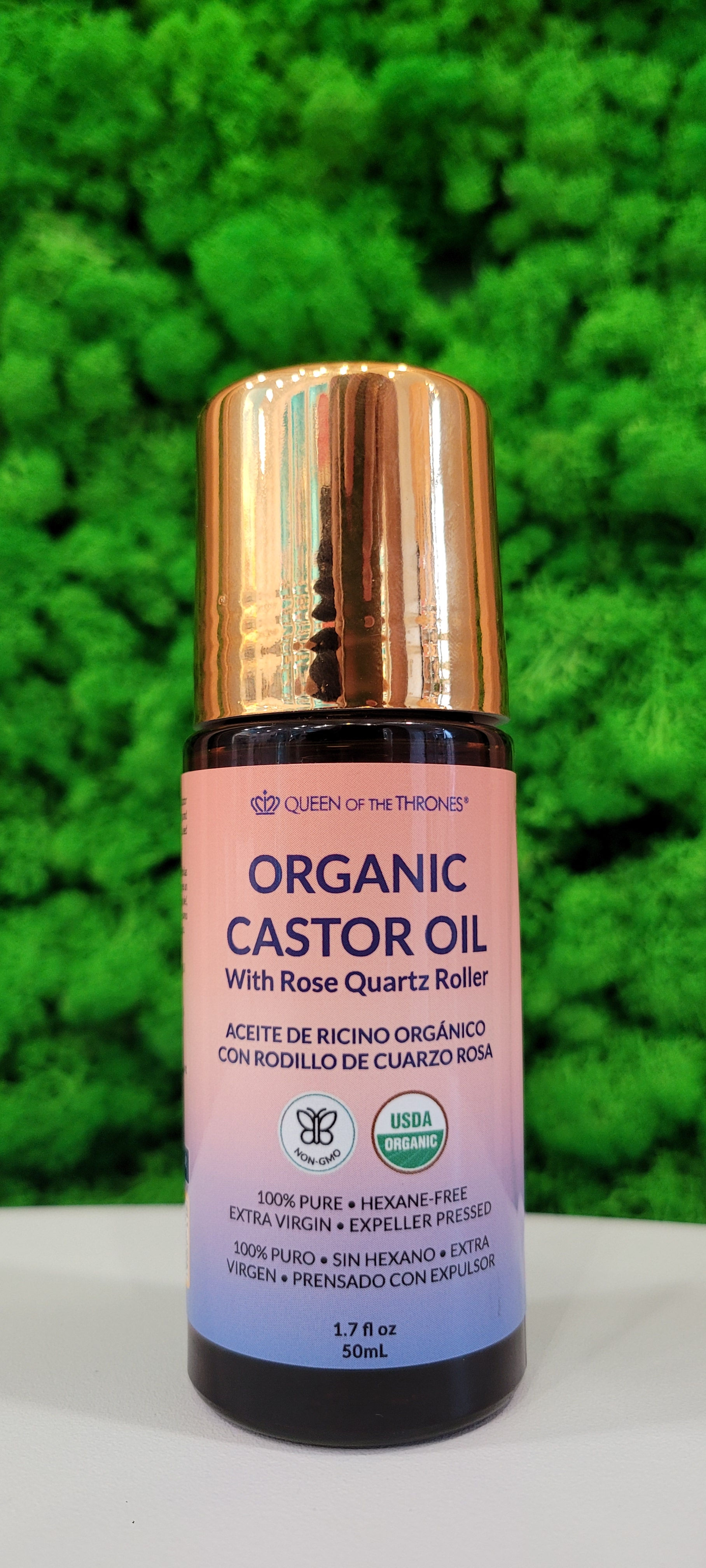 Organic Castor Oil with Rose Quartz Roller
