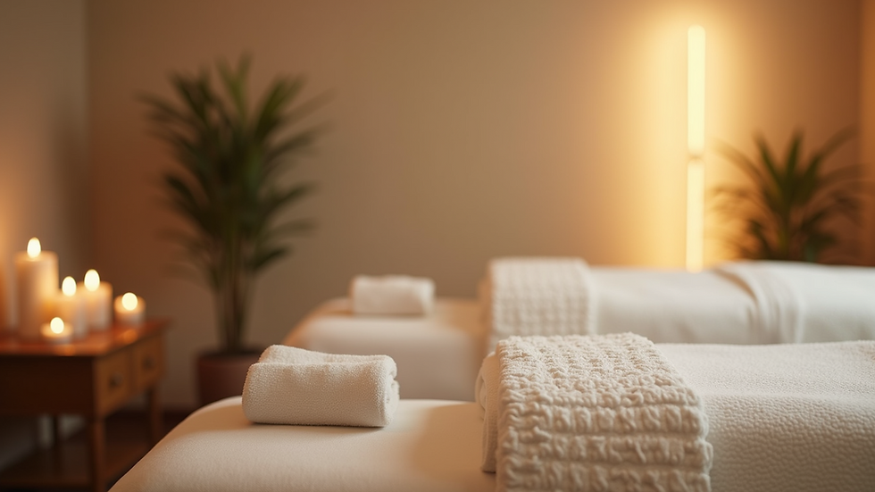 Close-up view of a serene massage therapy room