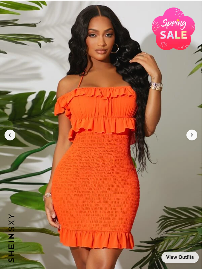 Halter Off Shoulder Ruffle Trim Shirred Bodycon Dress