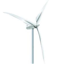 大型風力發電機組建置於風電場，用於再生能源發電與電網供應