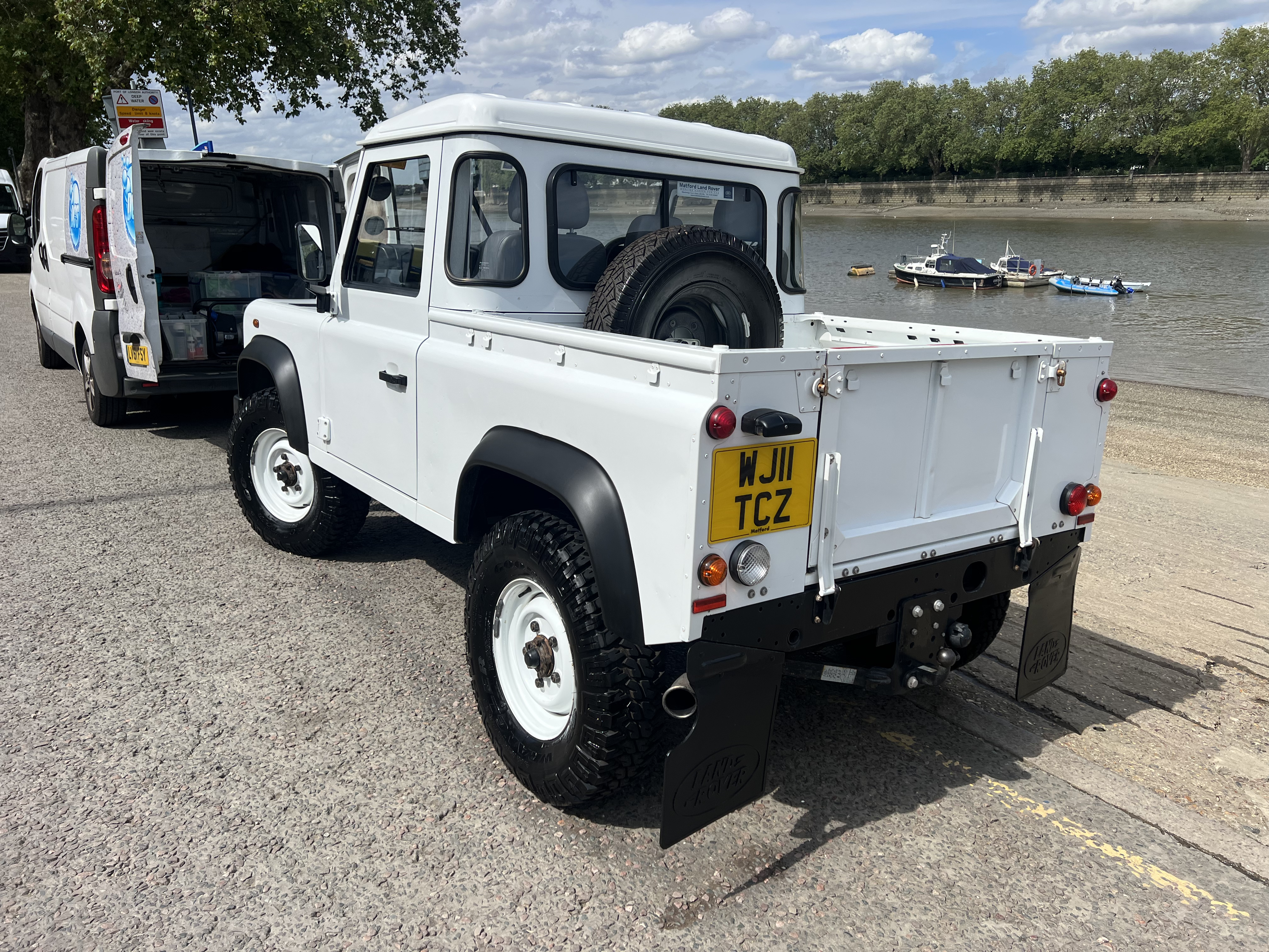 White Defender after mobile detailing — D83 Detailing Surrey