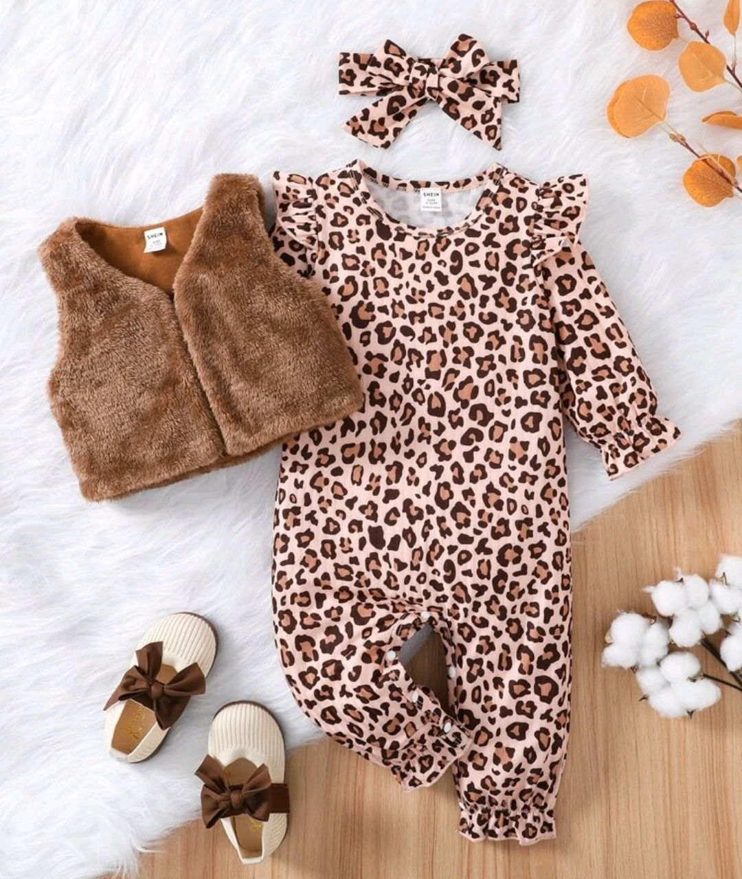 Long sleeved jumpsuit, flannel jacket and headband 
