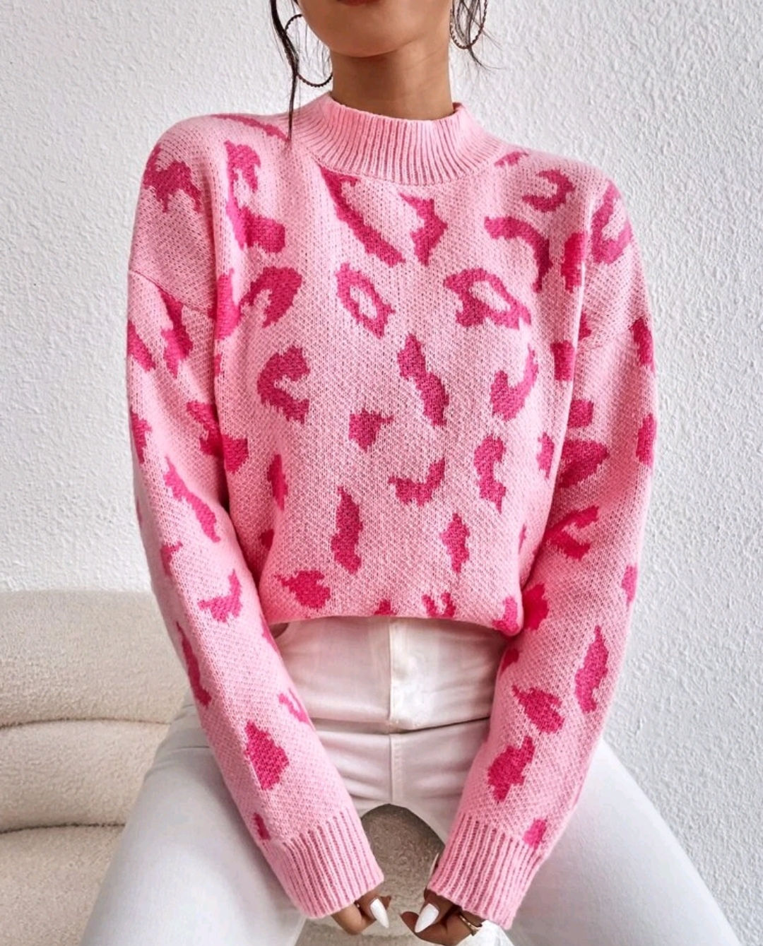 Mock neck drop shoulder sweater 