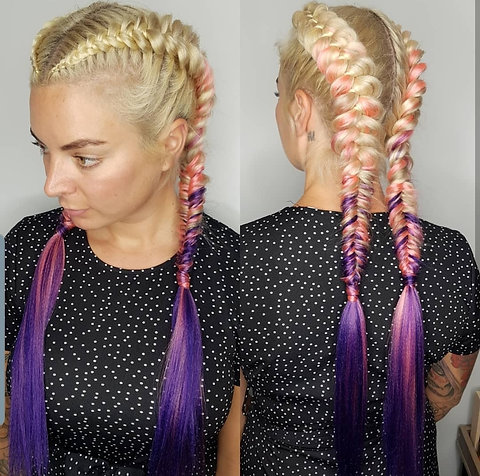 Blonde Pink Purple Ombre Braiding Extensions Livingthegleam