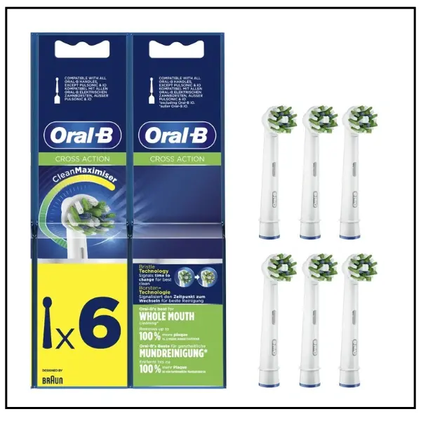 اورال-بي رؤوس فرشاة Cross Action – عبوة 6 قطع
