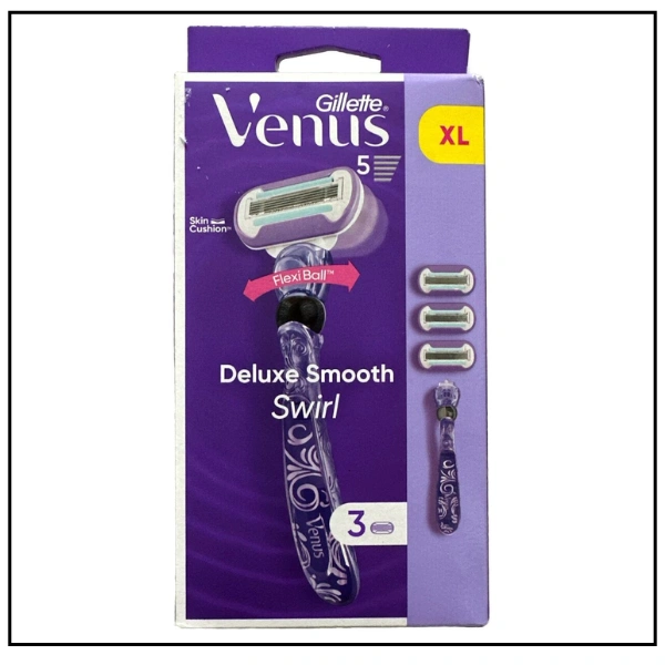 ماكنة جيليت فينوس Deluxe Smooth Swirl – مقبض + 3 شفرات