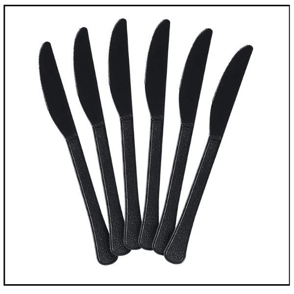 سكاكين بلاستيك سوداء – 50 حبة (ربطة واحدة)