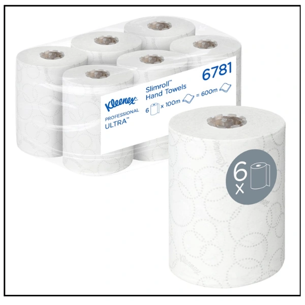مناشف ورقية لليد كلينكس  6 رول × 100 متر – طبقتين
Kleenex® Ultra™ Slimroll™