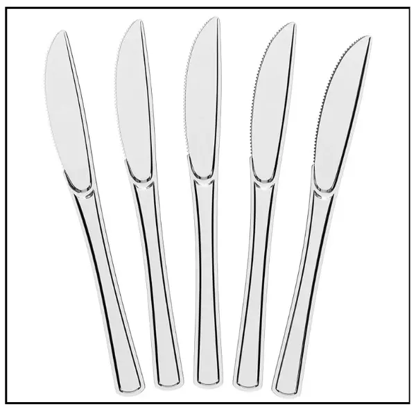 سكاكين بلاستيك شفافة – 50 حبة (ربطة واحدة)