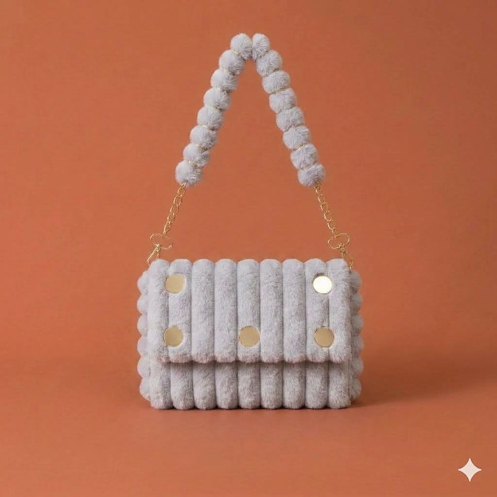 Thumbnail: Light grey corduroy bag with gold stud details