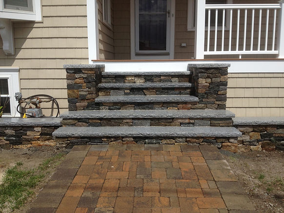 stone steps with granite treads