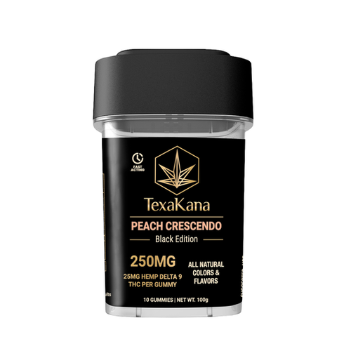 Delta 9 THC Gummies - Black Edition - 25MG - Peach Crescendo Delta 9 THC Gummies - Black Edition - 25MG - Peach Crescendo