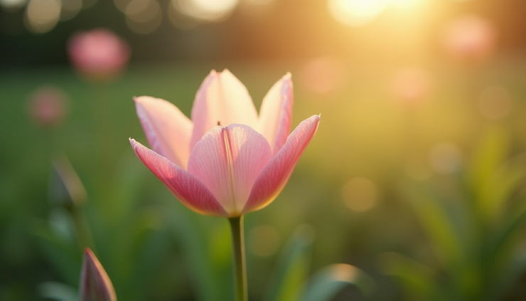 Close-up view of a single blooming flower in a quiet garden