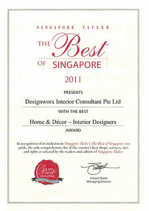 Singapore Tatler Best of Singapore 2011 l Best Home & Decor Interior Designers l Designworx Interior Consultant