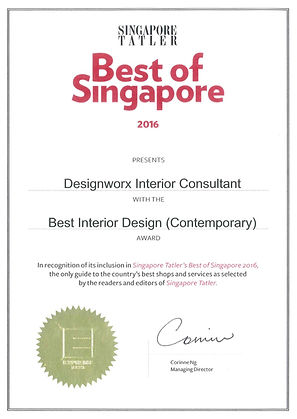 Singapore Tatler Best of Singapore 2016 l Best Interior Design l Designworx Interior Consultant