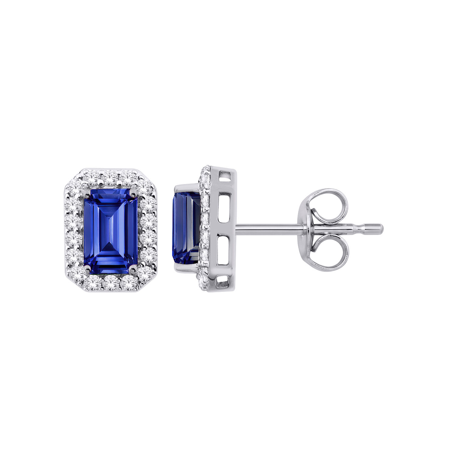 Par de Aretes de Diamante 14K 0.20CT & Tanzanita 1.20CT