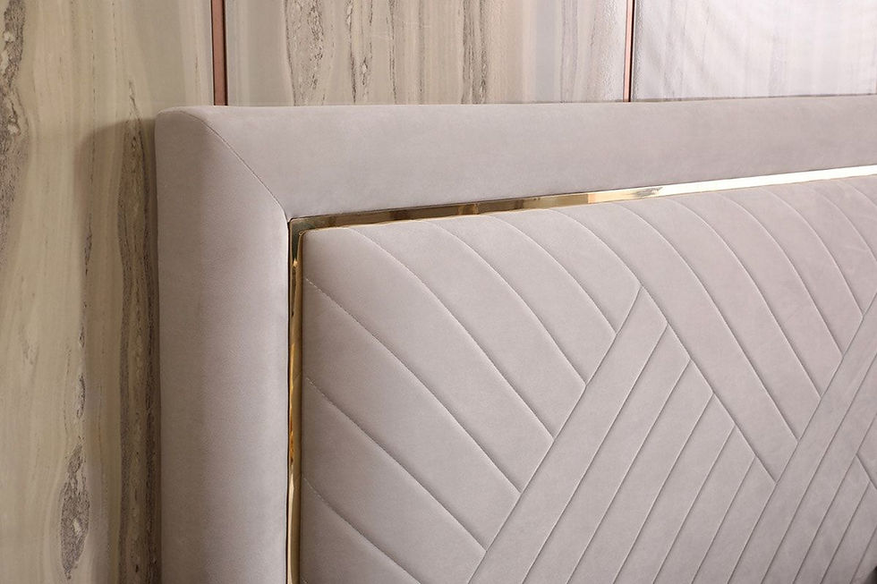 Thumbnail: Queen Modern Off White and Champagne Gold Bedroom Set