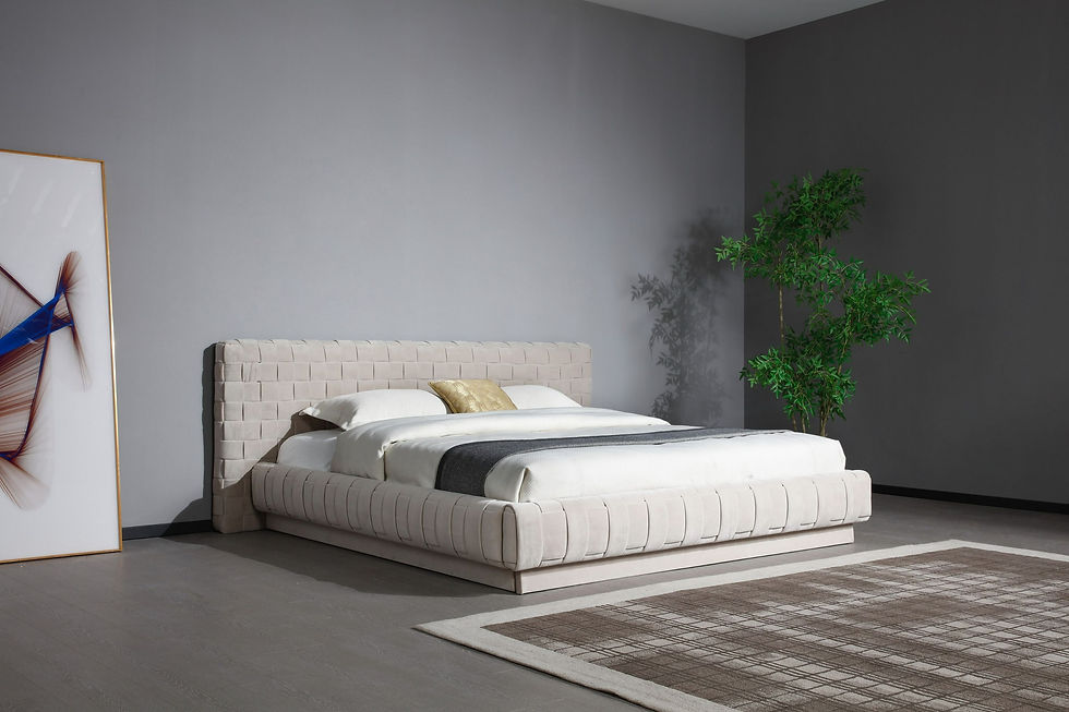 Thumbnail: E king Modern Grey Velvet + Black Marble + Black Ash + Aluminum Bedroom Set