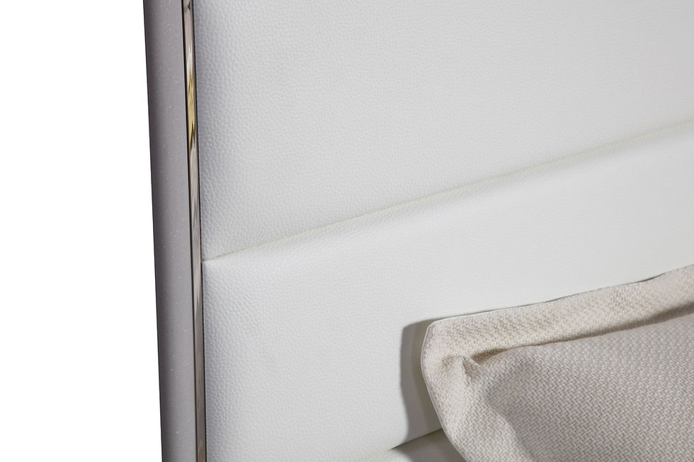 Thumbnail: Modern White Vegan Leather + Stainless Steel Bedroom Set