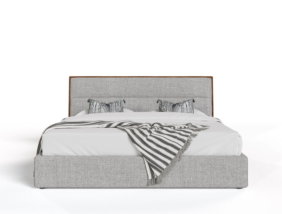 Thumbnail: Queen Grey Fabric & Walnut Trimmed Bedroom Set