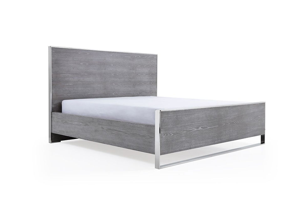 Thumbnail: E king  Grey Elm & Stainless Steel Bedroom Set