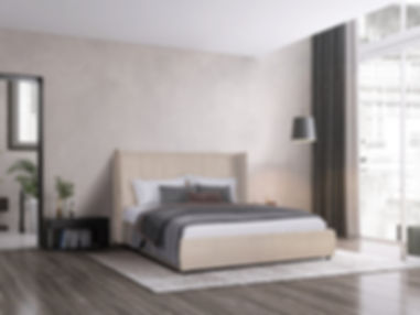 Queen Modern Beige Velvet Bed