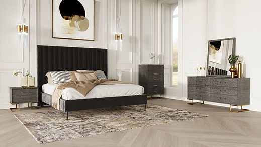 Black grey gold bedroom 2025