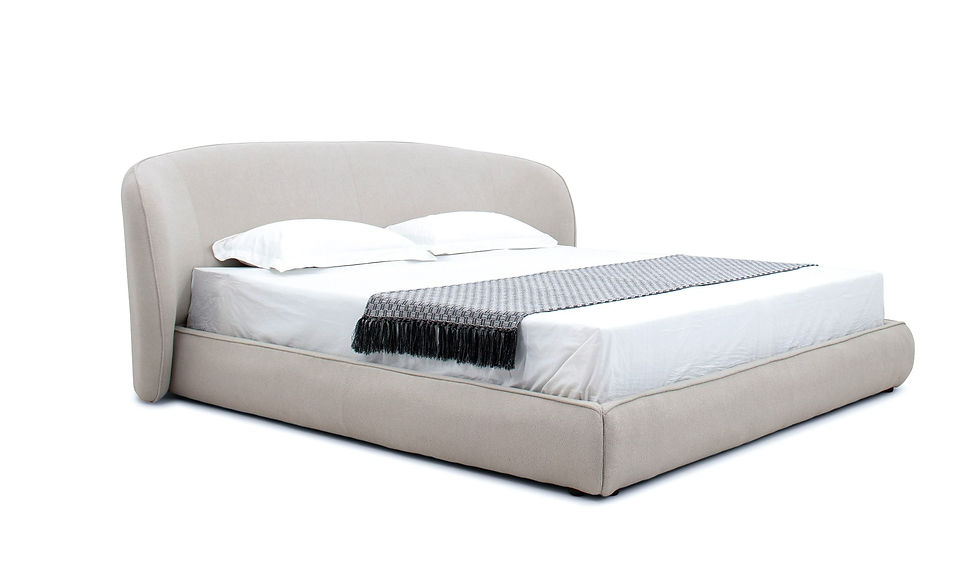 Thumbnail: King Modern Beige Fabric Upholstered Bed