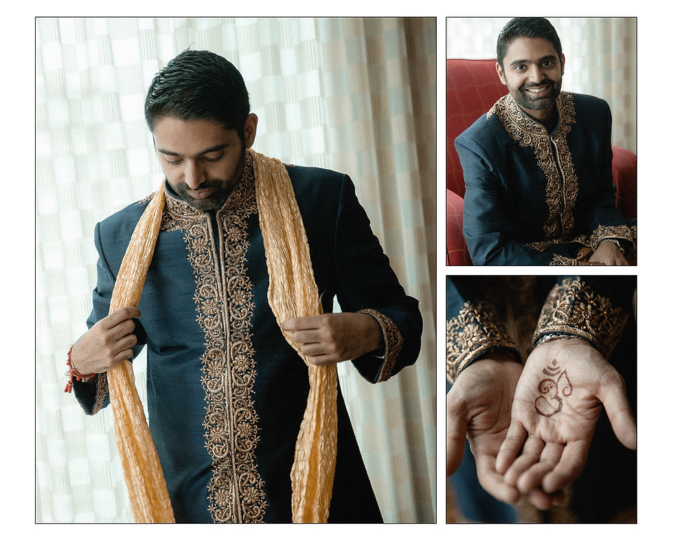 an album layout groom getting ready for the wedding