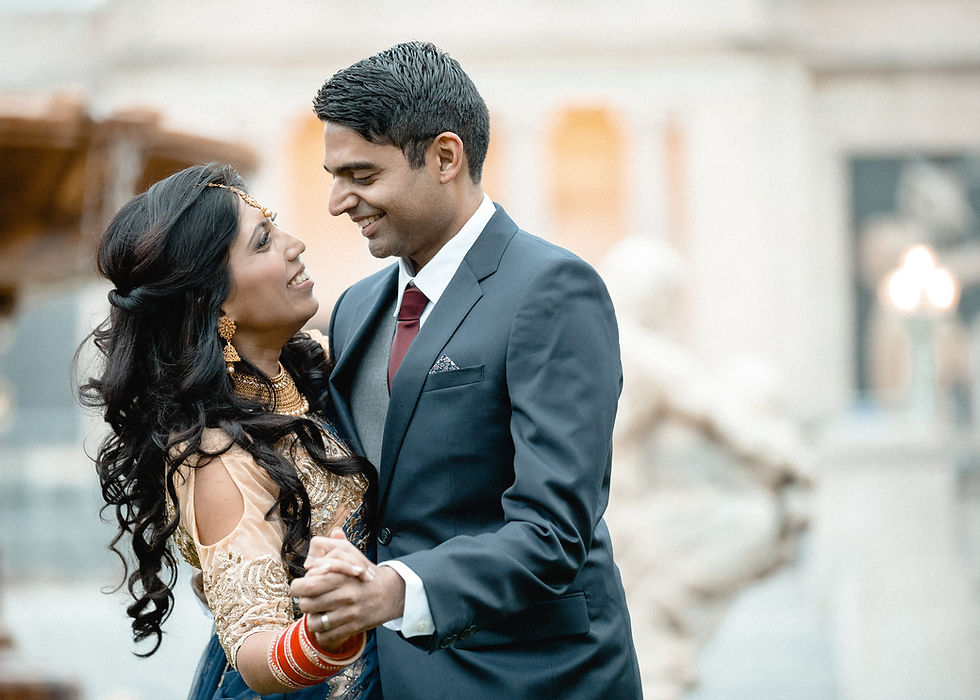 half body shot of an Indian man and woman rehearsing their dance