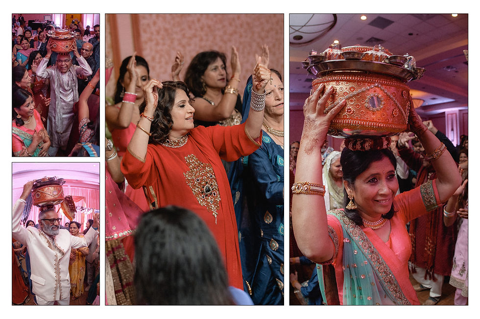 series of photos with Indian dances at the marriage celebration