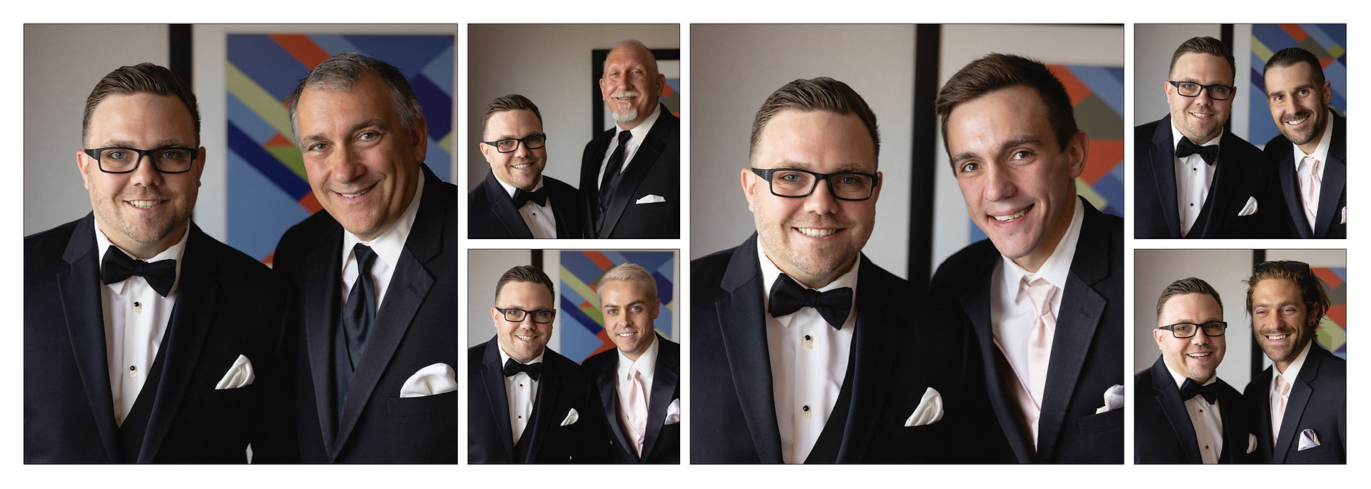 Groom and Groomsmen plus dads shots in the hotel room