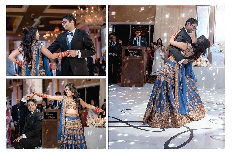 bride and groom continue dancing with different moments of the dance displayed on the collage