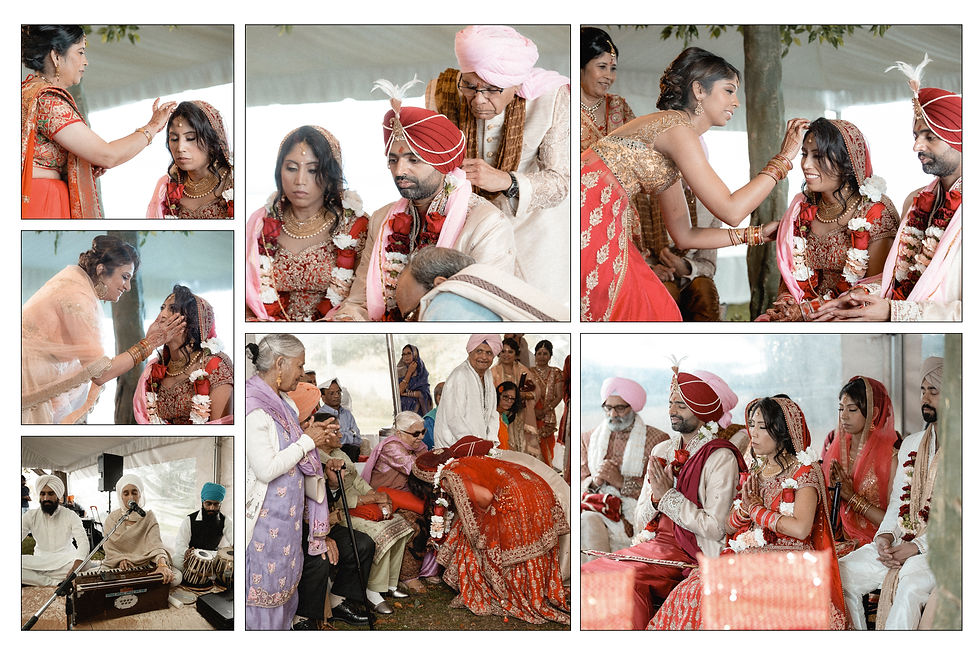 grandparents bless the bride and the dot is painted on forehead of the bride
