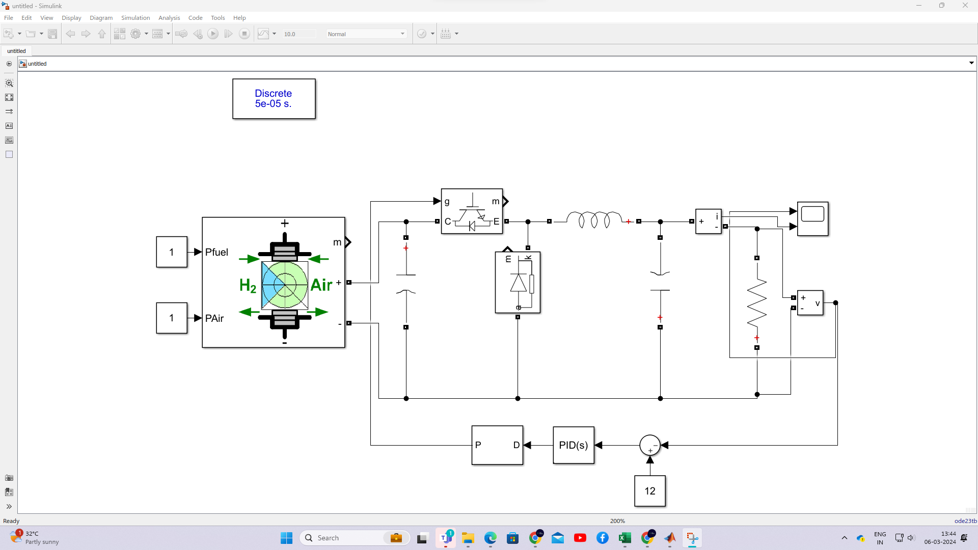 Closed loop control of fuel cell with buck converter in MATLAB