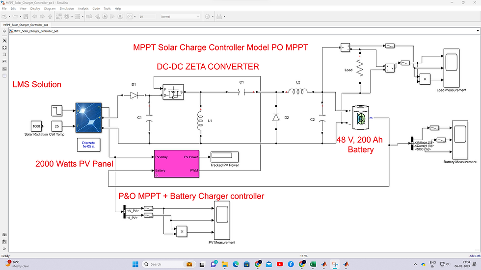 Thumbnail: Solar PV battery charging with ANN and P&O MPPT In MATLAB