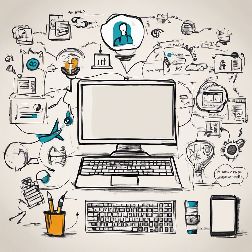 Computer With Digital Marketing images surrounding