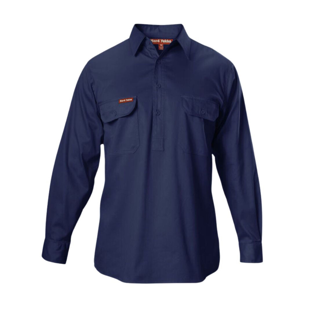 Hard Yakka Cotton Drill Closed Front Long Sleeve Shirt (Y07530)