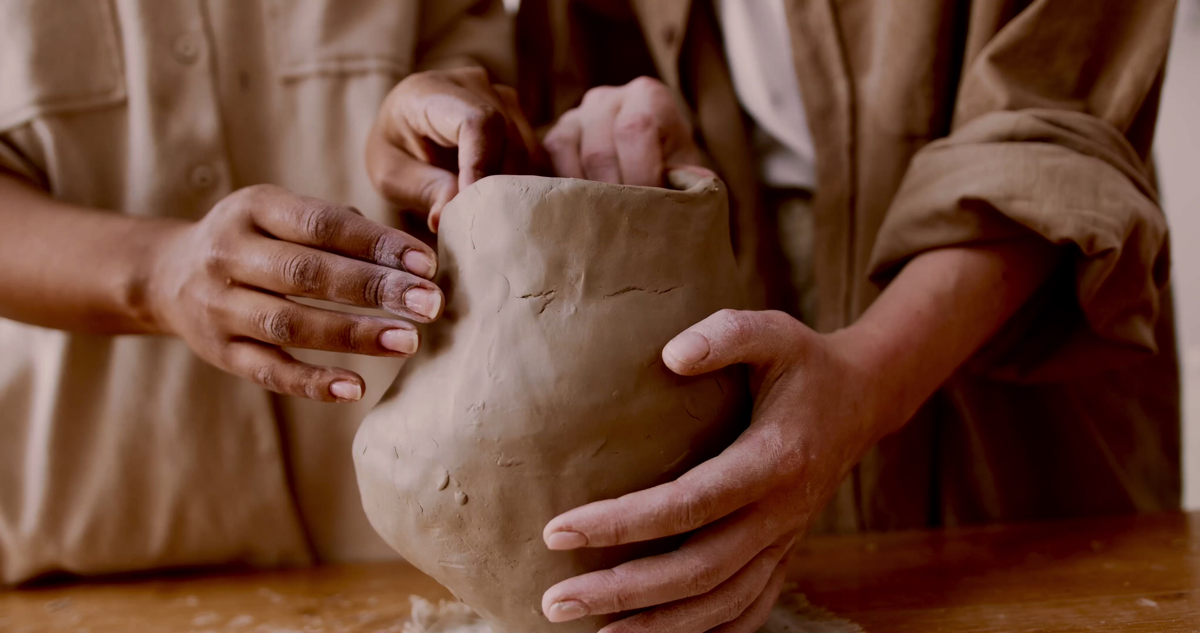Veterans working in the ceramics studio at VetArt