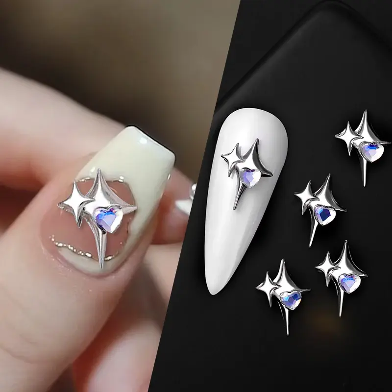 Thumbnail: 5/10Pcs Manicure Heart &  Butterfly Rhinestones 3D Nail Decorations